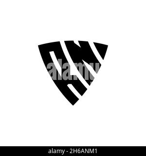 RN Monogram logo letter with triangle shield shape style design isolated on white background. Triangle monogram logo, shield monogram logo, triangle s Stock Vector