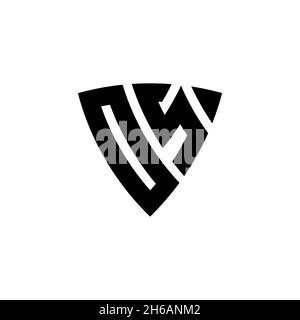 OS Monogram logo letter with triangle shield shape style design isolated on white background. Triangle monogram logo, shield monogram logo, triangle s Stock Vector