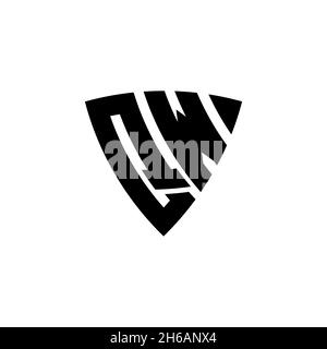 QW Monogram logo letter with triangle shield shape style design isolated on white background. Triangle monogram logo, shield monogram logo, triangle s Stock Vector