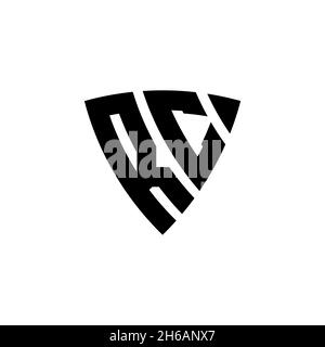 RC Monogram logo letter with triangle shield shape style design isolated on white background. Triangle monogram logo, shield monogram logo, triangle s Stock Vector