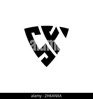 SF Monogram logo letter with triangle shield shape style design isolated on white background. Triangle monogram logo, shield monogram logo, triangle s Stock Vector