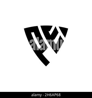 PE Monogram logo letter with triangle shield shape style design isolated on white background. Triangle monogram logo, shield monogram logo, triangle s Stock Vector