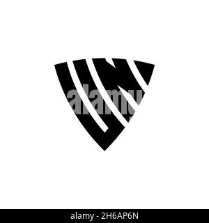 UN Monogram logo letter with triangle shield shape style design isolated on white background. Triangle monogram logo, shield monogram logo, triangle s Stock Vector