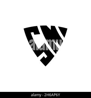SM Monogram logo letter with triangle shield shape style design isolated on white background. Triangle monogram logo, shield monogram logo, triangle s Stock Vector