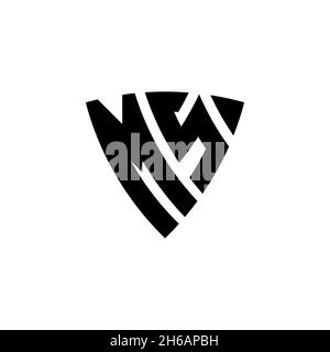 MS Monogram logo letter with triangle shield shape style design isolated on white background. Triangle monogram logo, shield monogram logo, triangle s Stock Vector