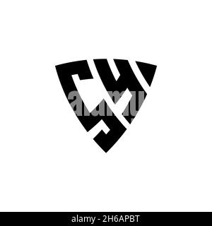 SY Monogram logo letter with triangle shield shape style design isolated on white background. Triangle monogram logo, shield monogram logo, triangle s Stock Vector