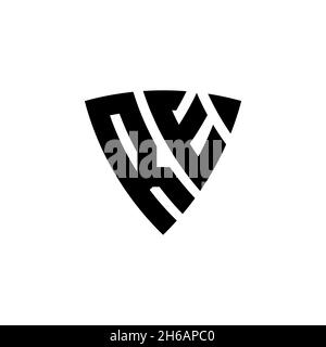 RE Monogram logo letter with triangle shield shape style design isolated on white background. Triangle monogram logo, shield monogram logo, triangle s Stock Vector