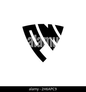 PM Monogram logo letter with triangle shield shape style design isolated on white background. Triangle monogram logo, shield monogram logo, triangle s Stock Vector