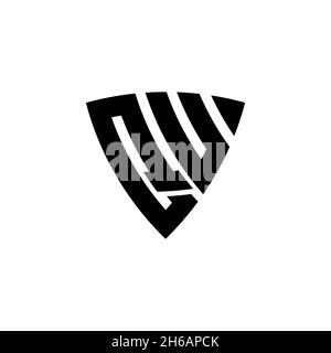 QU Monogram logo letter with triangle shield shape style design isolated on white background. Triangle monogram logo, shield monogram logo, triangle s Stock Vector