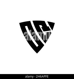 OQ Monogram logo letter with triangle shield shape style design isolated on white background. Triangle monogram logo, shield monogram logo, triangle s Stock Vector