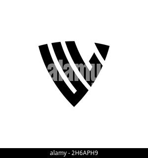UL Monogram logo letter with triangle shield shape style design isolated on white background. Triangle monogram logo, shield monogram logo, triangle s Stock Vector