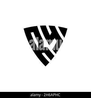 RY Monogram logo letter with triangle shield shape style design isolated on white background. Triangle monogram logo, shield monogram logo, triangle s Stock Vector