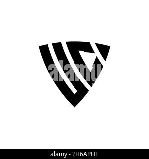 UC Monogram logo letter with triangle shield shape style design isolated on white background. Triangle monogram logo, shield monogram logo, triangle s Stock Vector