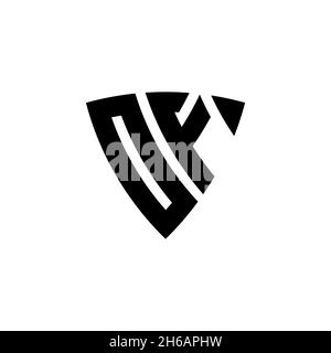 OF Monogram logo letter with triangle shield shape style design isolated on white background. Triangle monogram logo, shield monogram logo, triangle s Stock Vector