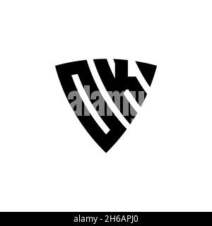 OK Monogram logo letter with triangle shield shape style design isolated on white background. Triangle monogram logo, shield monogram logo, triangle s Stock Vector