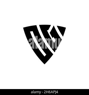 OG Monogram logo letter with triangle shield shape style design isolated on white background. Triangle monogram logo, shield monogram logo, triangle s Stock Vector