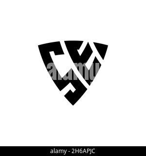 SE Monogram logo letter with triangle shield shape style design isolated on white background. Triangle monogram logo, shield monogram logo, triangle s Stock Vector