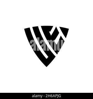 UE Monogram logo letter with triangle shield shape style design isolated on white background. Triangle monogram logo, shield monogram logo, triangle s Stock Vector