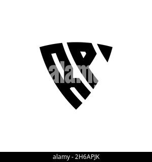 RP Monogram logo letter with triangle shield shape style design isolated on white background. Triangle monogram logo, shield monogram logo, triangle s Stock Vector