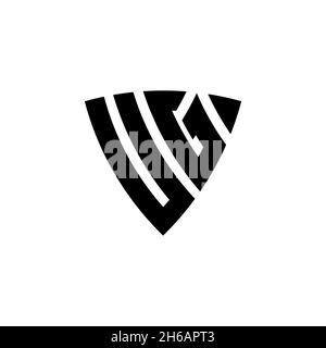 UG Monogram logo letter with triangle shield shape style design isolated on white background. Triangle monogram logo, shield monogram logo, triangle s Stock Vector