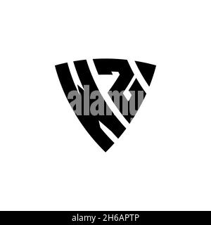 WZ Monogram logo letter with triangle shield shape style design isolated on white background. Triangle monogram logo, shield monogram logo, triangle s Stock Vector