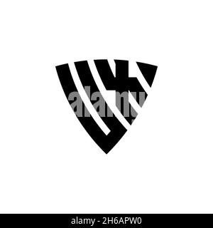 UX Monogram logo letter with triangle shield shape style design isolated on white background. Triangle monogram logo, shield monogram logo, triangle s Stock Vector