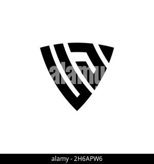 UJ Monogram logo letter with triangle shield shape style design isolated on white background. Triangle monogram logo, shield monogram logo, triangle s Stock Vector