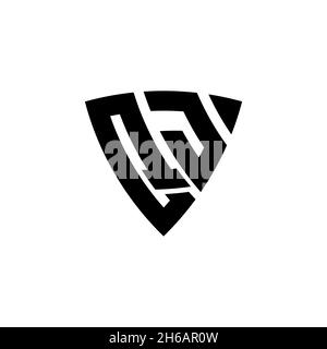 QJ Monogram logo letter with triangle shield shape style design isolated on white background. Triangle monogram logo, shield monogram logo, triangle s Stock Vector