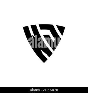 WJ Monogram logo letter with triangle shield shape style design isolated on white background. Triangle monogram logo, shield monogram logo, triangle s Stock Vector