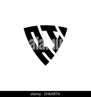 RI Monogram logo letter with triangle shield shape style design isolated on white background. Triangle monogram logo, shield monogram logo, triangle s Stock Vector