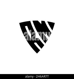 RM Monogram logo letter with triangle shield shape style design isolated on white background. Triangle monogram logo, shield monogram logo, triangle s Stock Vector