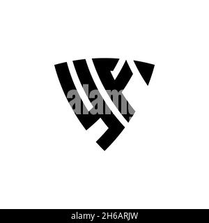 YF Monogram logo letter with triangle shield shape style design isolated on white background. Triangle monogram logo, shield monogram logo, triangle s Stock Vector