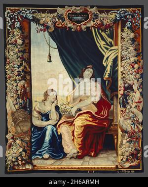 Caesar's Death Makes Cleopatra Mourn, from 'The Story of Caesar and Cleopatra', Flanders, c. 1680. Woven at the workshop of Gerard Peemans, after a design by Justus van Egmont. Stock Photo