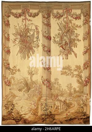 A Panel from a Porticoes Series, France, 1775/1800. Swans and hunting dogs. Woven at the Manufacture Royale du Beauvais or the Manufacture Royale d'Aubusson, possibly after designs by Jean-Baptiste Oudry and/or Jean-Baptiste Huet.