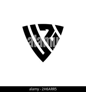 UZ Monogram logo letter with triangle shield shape style design isolated on white background. Triangle monogram logo, shield monogram logo, triangle s Stock Vector