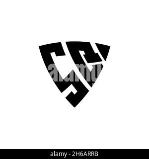 SQ Monogram logo letter with triangle shield shape style design isolated on white background. Triangle monogram logo, shield monogram logo, triangle s Stock Vector