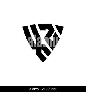 XZ Monogram logo letter with triangle shield shape style design isolated on white background. Triangle monogram logo, shield monogram logo, triangle s Stock Vector