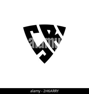 SR Monogram logo letter with triangle shield shape style design isolated on white background. Triangle monogram logo, shield monogram logo, triangle s Stock Vector