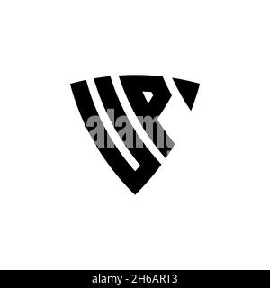 UP Monogram logo letter with triangle shield shape style design isolated on white background. Triangle monogram logo, shield monogram logo, triangle s Stock Vector