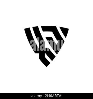 XJ Monogram logo letter with triangle shield shape style design isolated on white background. Triangle monogram logo, shield monogram logo, triangle s Stock Vector