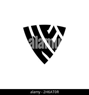 WE Monogram logo letter with triangle shield shape style design isolated on white background. Triangle monogram logo, shield monogram logo, triangle s Stock Vector