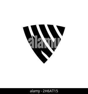 WU Monogram logo letter with triangle shield shape style design isolated on white background. Triangle monogram logo, shield monogram logo, triangle s Stock Vector