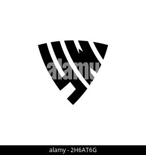 YW Monogram logo letter with triangle shield shape style design isolated on white background. Triangle monogram logo, shield monogram logo, triangle s Stock Vector