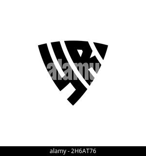 YR Monogram logo letter with triangle shield shape style design isolated on white background. Triangle monogram logo, shield monogram logo, triangle s Stock Vector