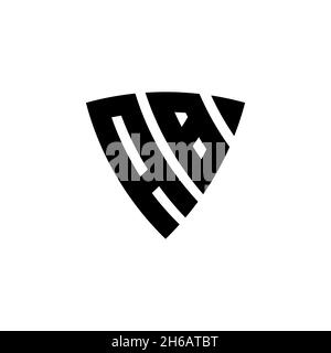 AB Monogram logo letter with triangle shield shape style design isolated on white background. Triangle monogram logo, shield monogram logo, triangle s Stock Vector