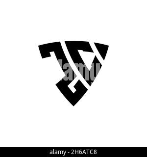 ZC Monogram logo letter with triangle shield shape style design isolated on white background. Triangle monogram logo, shield monogram logo, triangle s Stock Vector