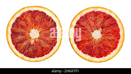 sliced blood orange path isolated on white Stock Photo