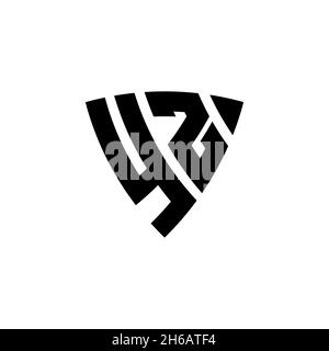 YZ Monogram logo letter with triangle shield shape style design isolated on white background. Triangle monogram logo, shield monogram logo, triangle s Stock Vector
