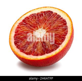 sliced blood orange path isolated on white Stock Photo