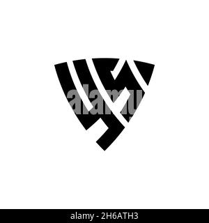 YS Monogram logo letter with triangle shield shape style design isolated on white background. Triangle monogram logo, shield monogram logo, triangle s Stock Vector